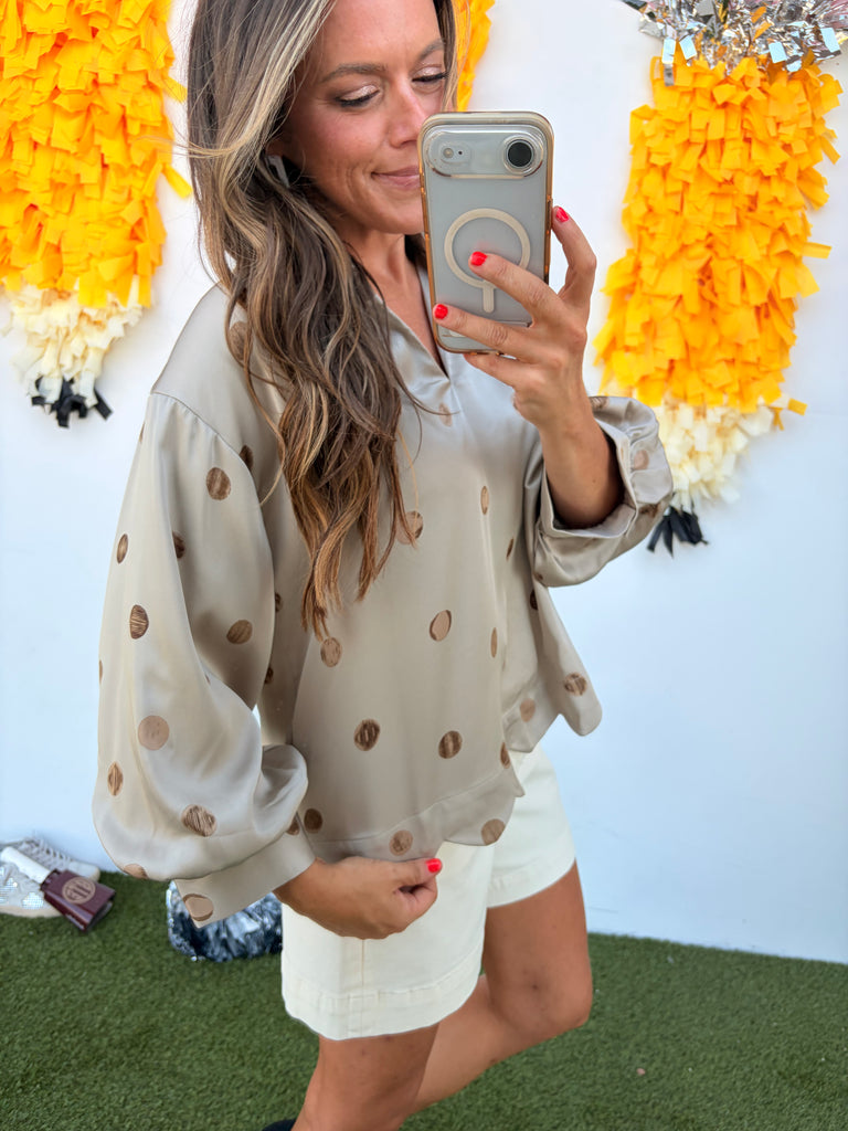 Leave The Polka Dots - Smoky Taupe