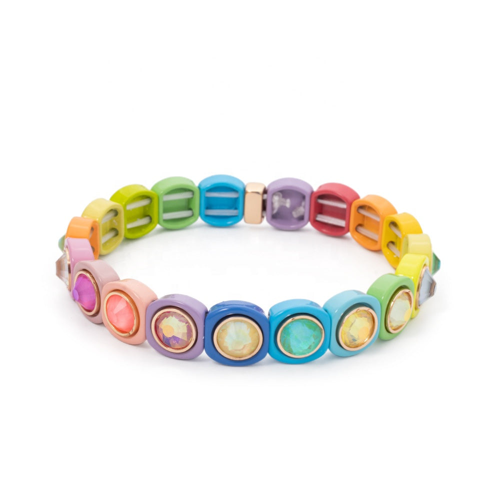 Enamel Rhinestone Bracelet