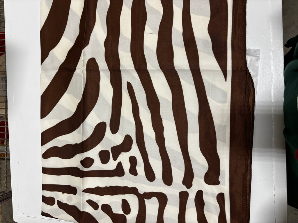 Savannah Silk Scarf - Brown /White