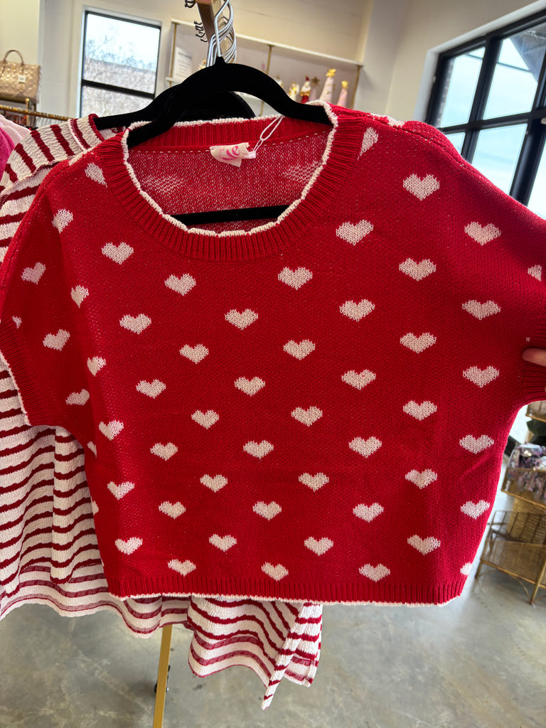 Hugs & Kisses Sweater - Red/Ivory