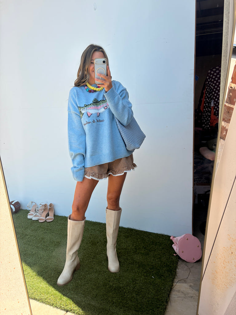 Cute Catch Sweater - Sky Blue