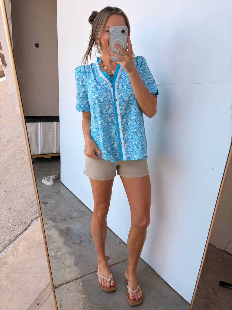 All American Girl Blouse - Aqua