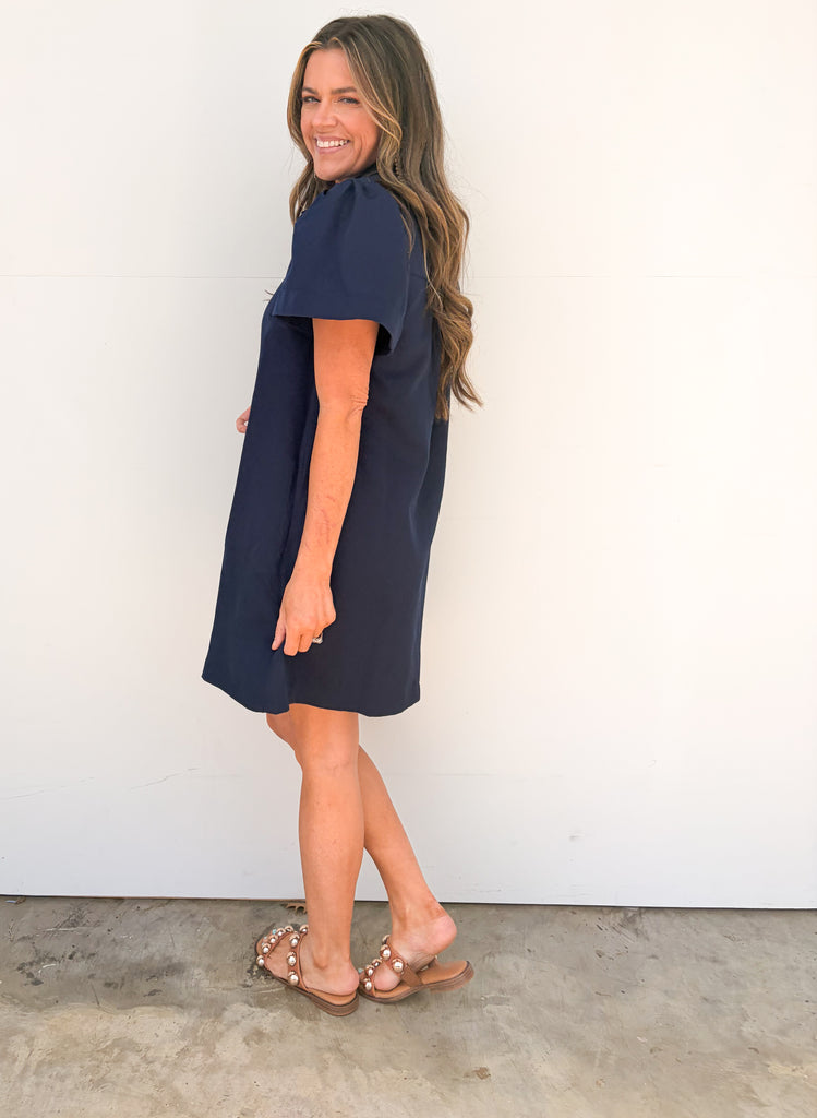 Whiskey Glasses Dress - Navy