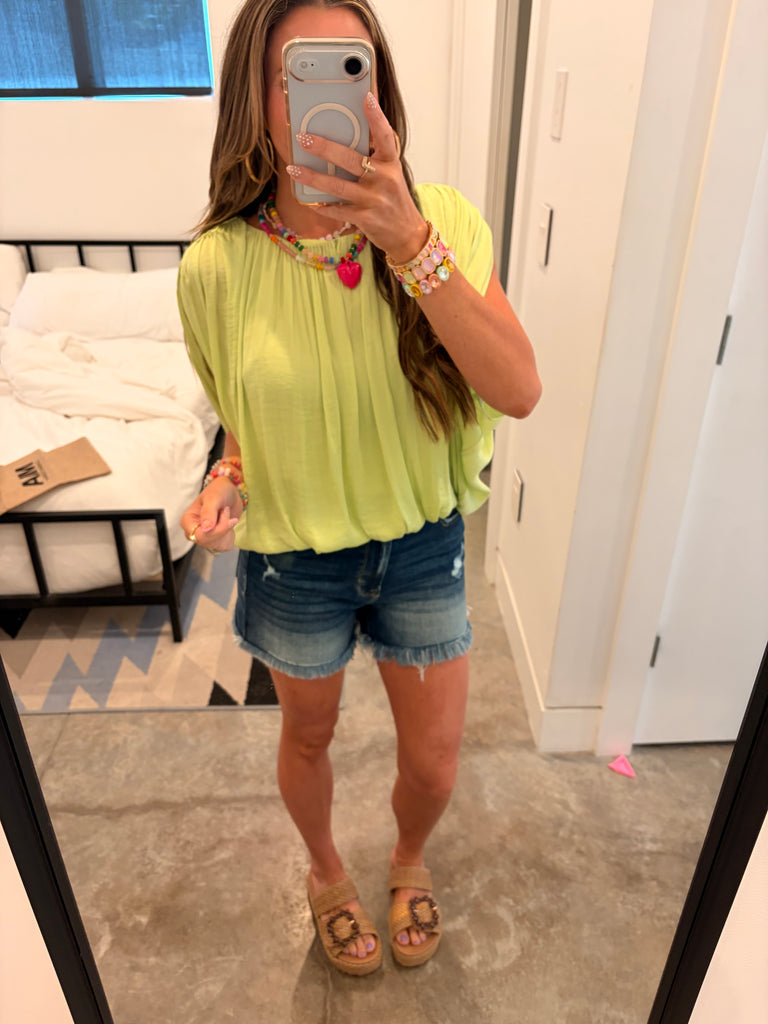 Heart Like A Truck Blouse - Shadow Lime