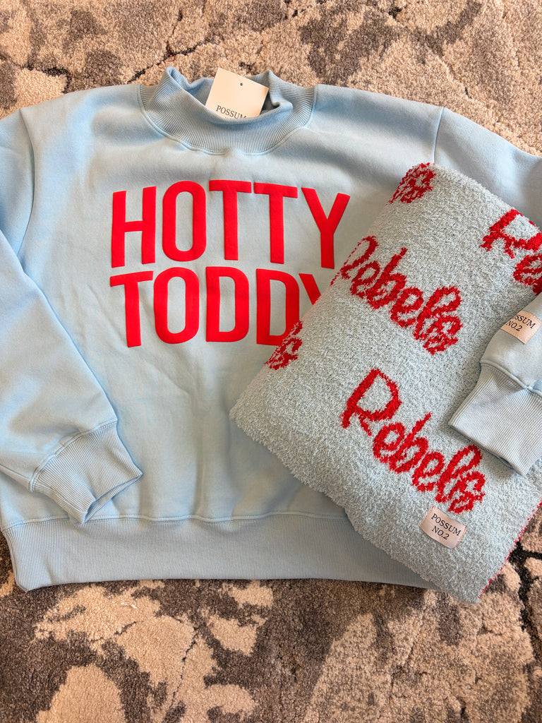 Powder Blue HOTTY TODDY Puff Ink Mock Neck PRE ORDER