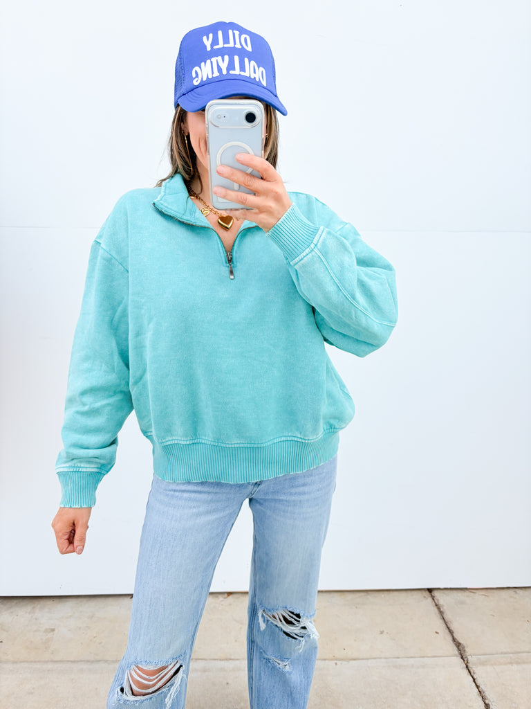 Walk This Way Pullover - Turquoise