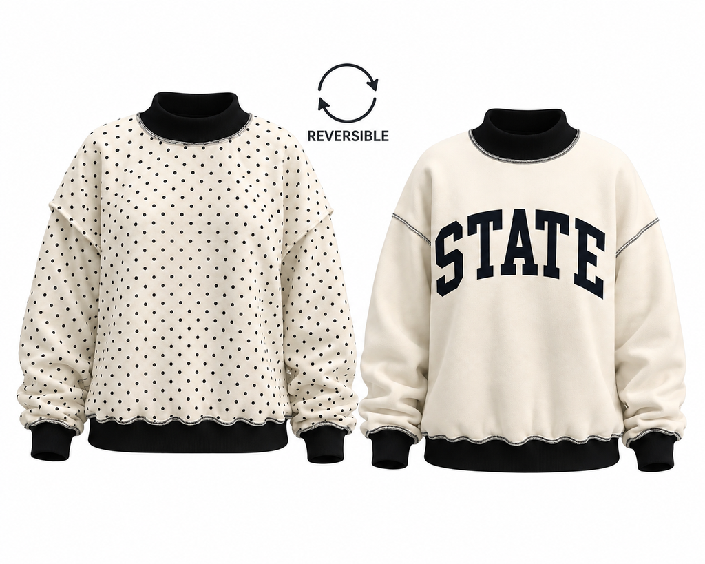 Reversible Mock Neck- Polka Dots / State