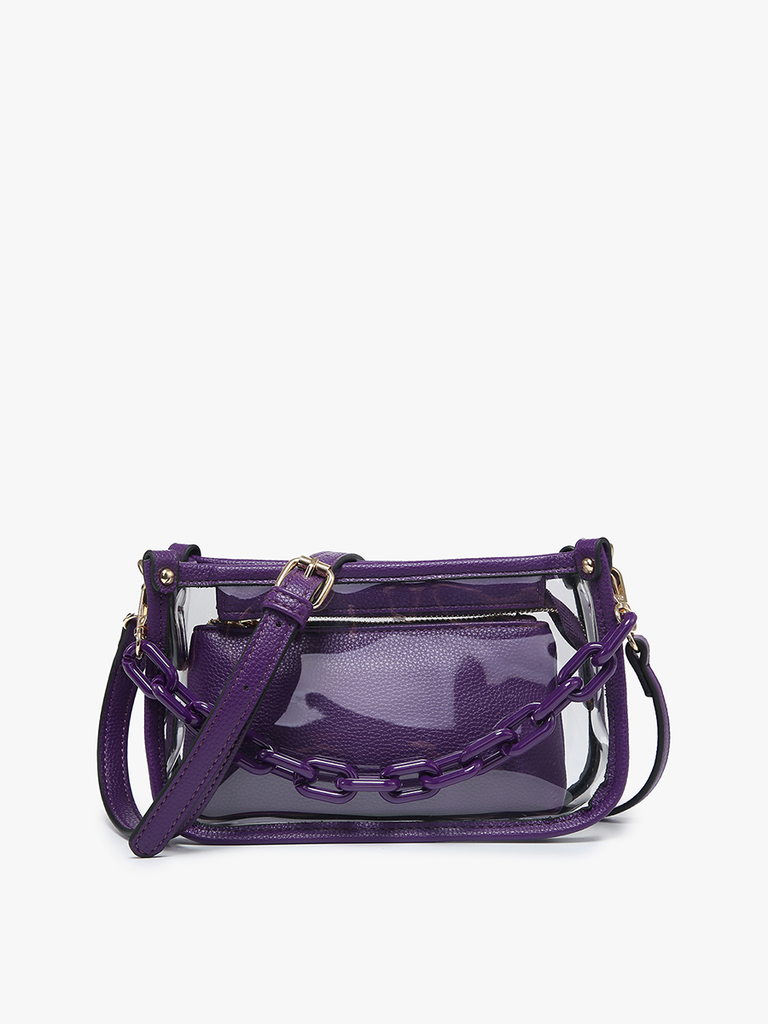 Jessica Clear Crossbody w/ Chain: Powder Blue