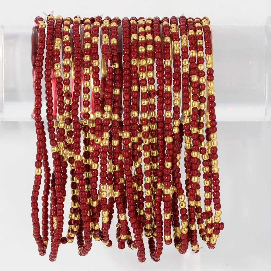 Stretch Seed Bead Solid Game Day Bracelets: Black