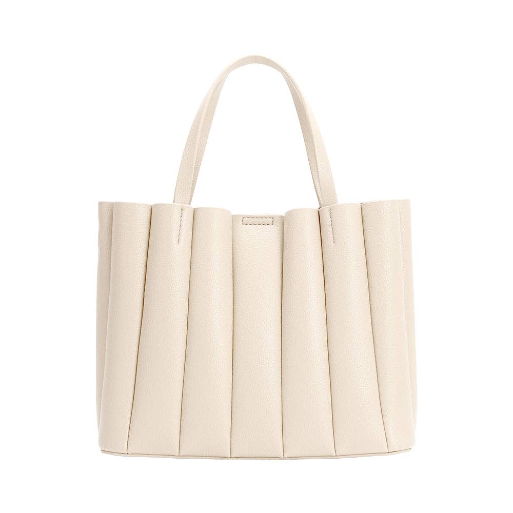 Adela Recycled Vegan Leather Tote Bag- Ivory