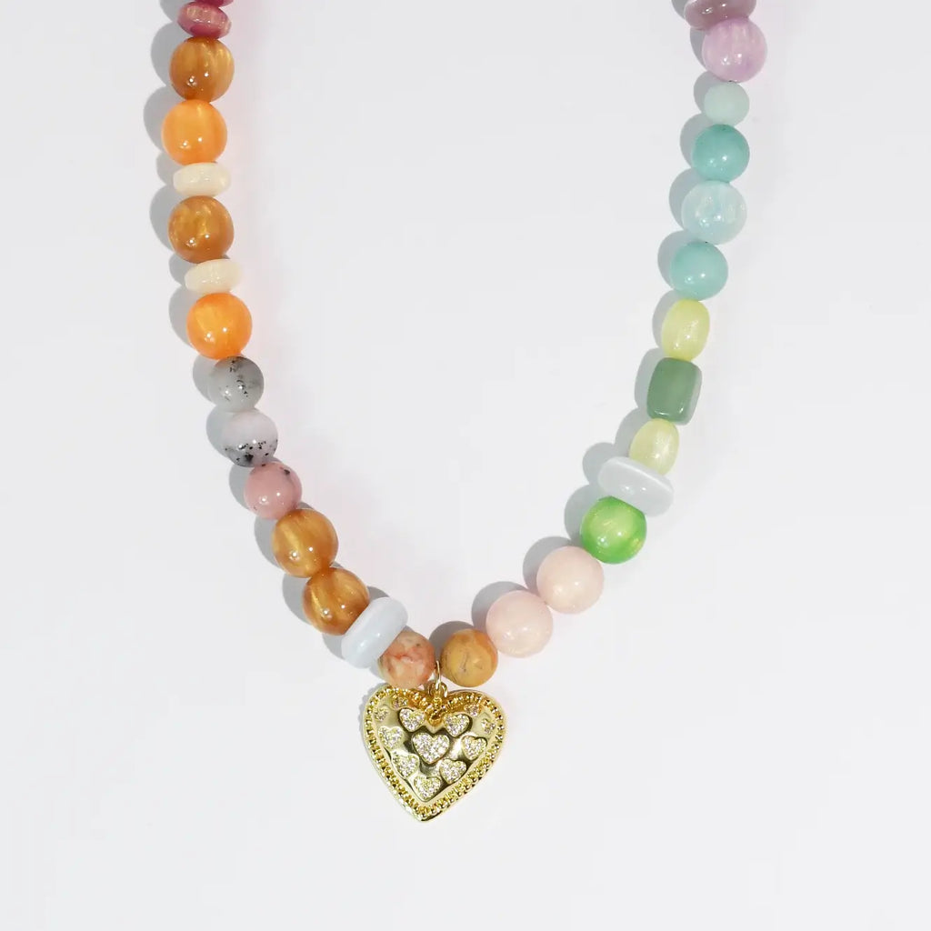Rainbow Gem Heart Necklace * Pre Order *