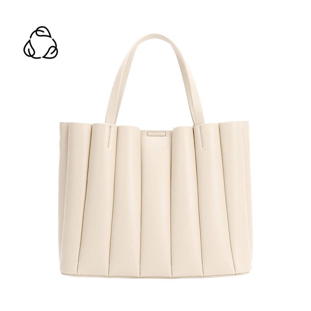 Adela Recycled Vegan Leather Tote Bag- Ivory