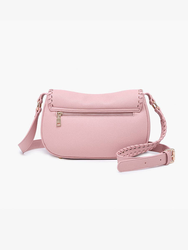 Daia Whipstitch Flapover Crossbody w/ Whipstitch Strap: Mauve