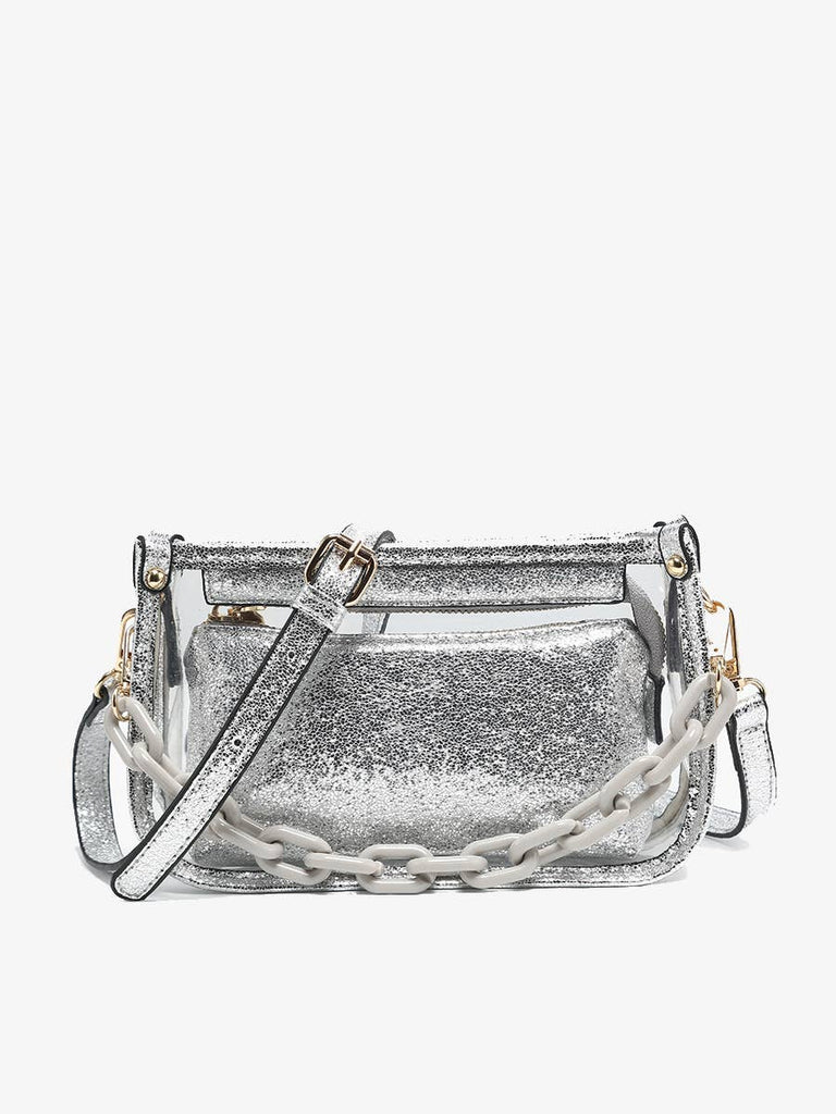 Jessica Clear Crossbody w/ Chain: Powder Blue