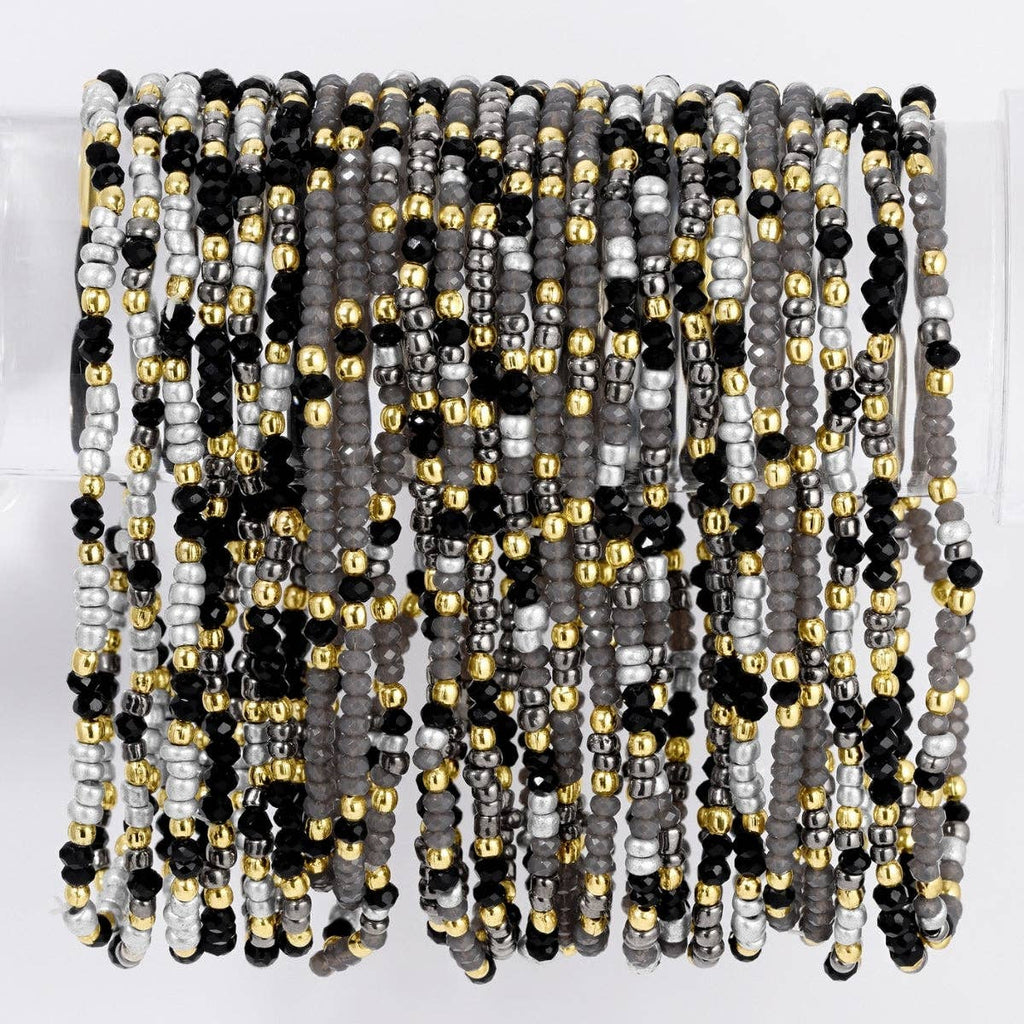 Assorted Winter Wonderland Stretch Seed Bead Bracelets: Black