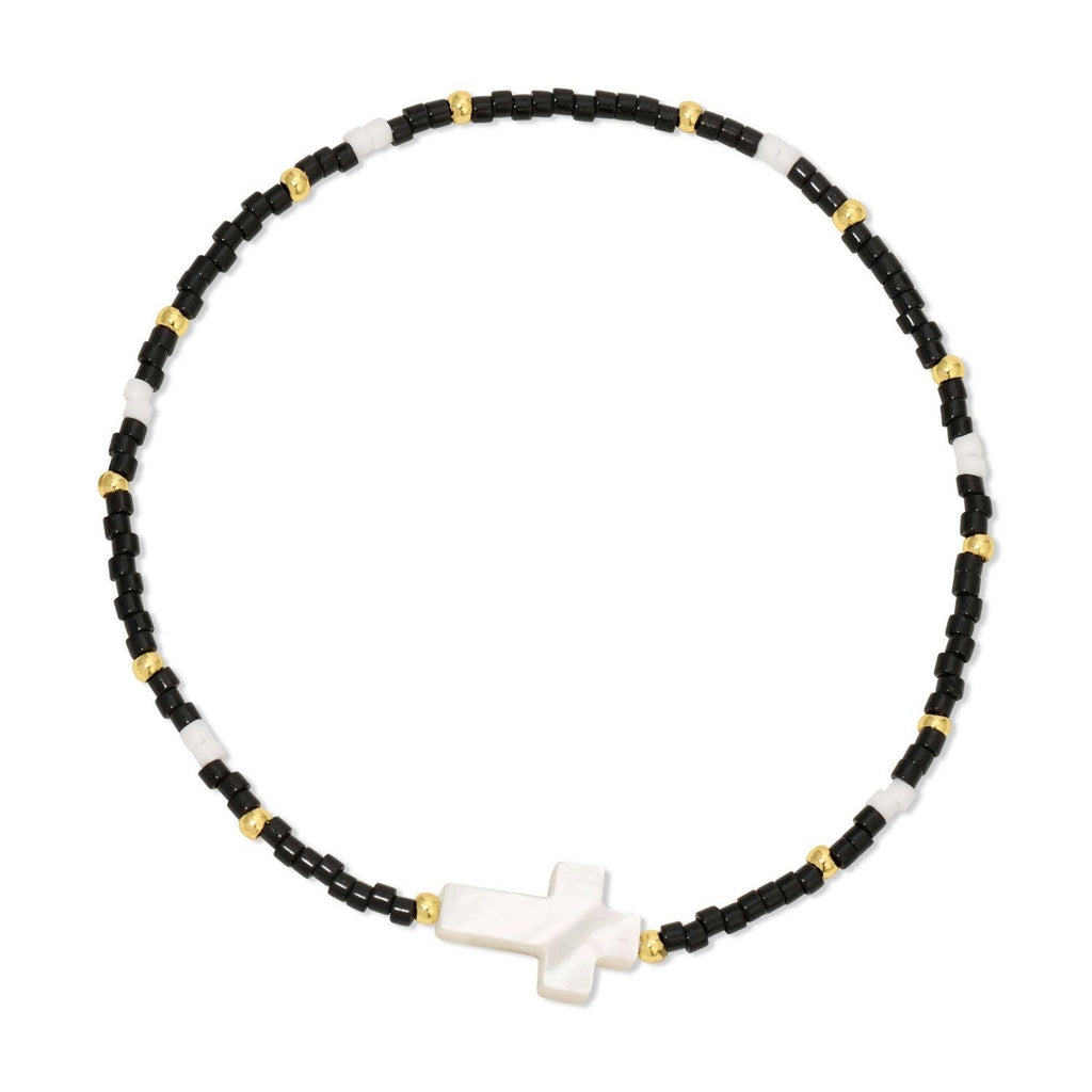 Miyuki Delica Stretch Bracelet w/ Cross Accent