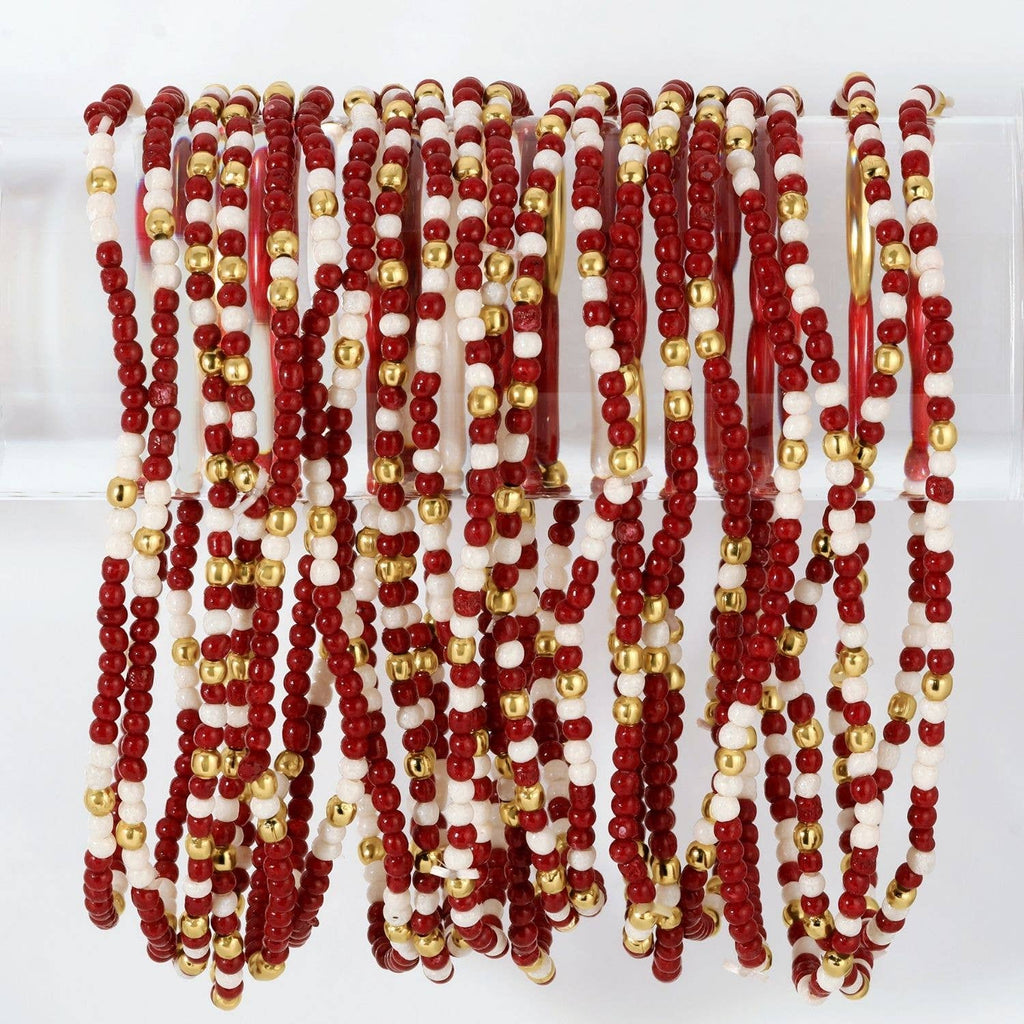 Stretch Seed Bead GAME DAY Bracelets: Blue/White