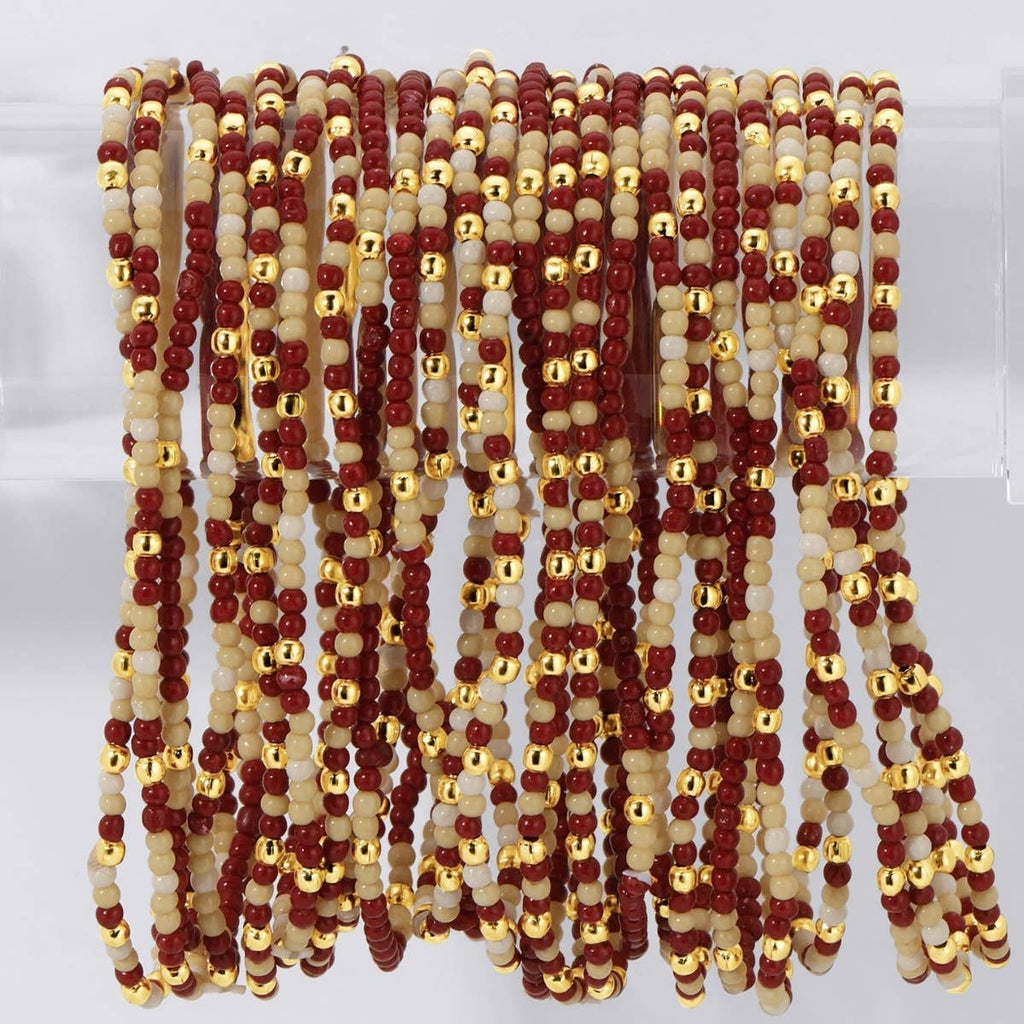 Stretch Seed Bead GAME DAY Bracelets: Navy/Light Blue/White