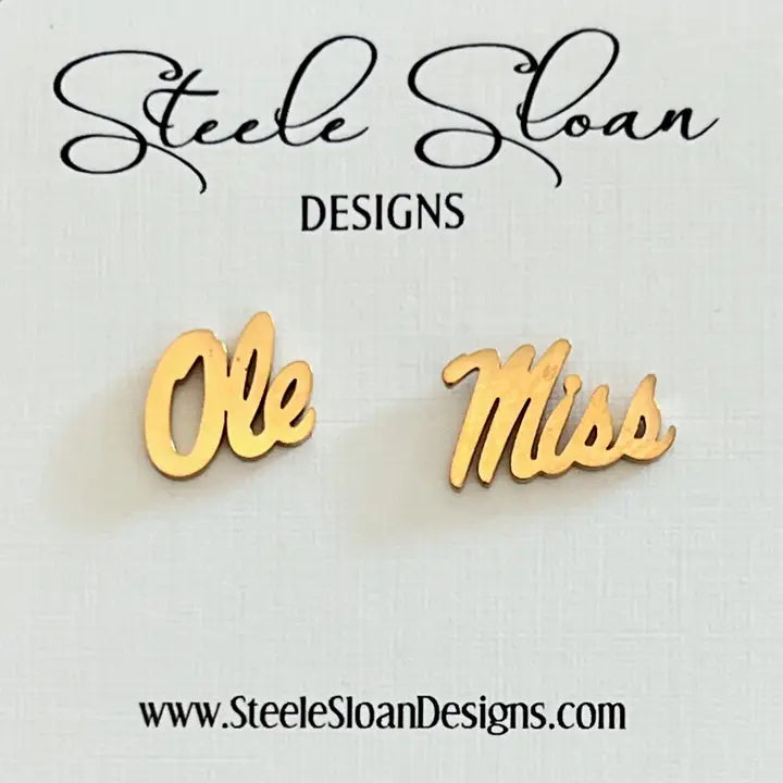 Ole Miss Gold Stud Earrings