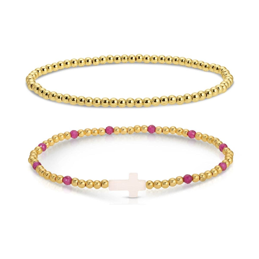Cross Beaded Bracelet Charm Set: Multi Color