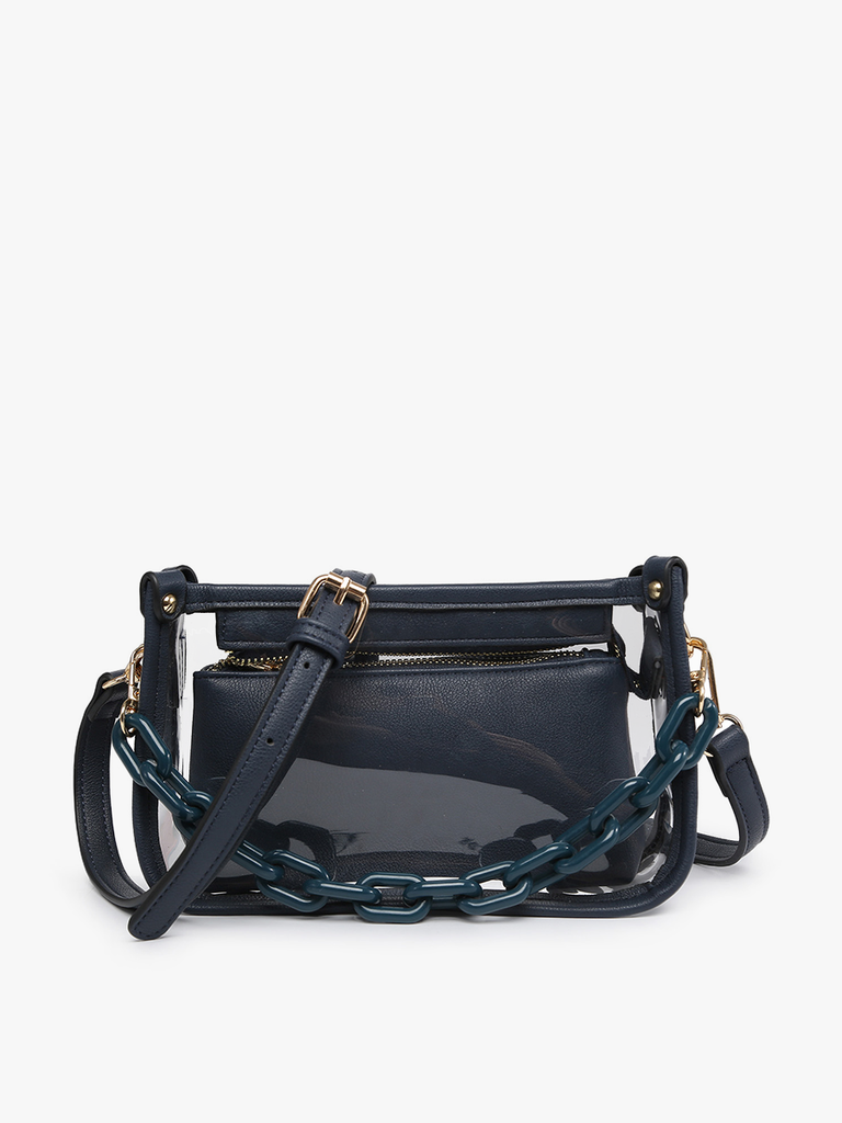 Jessica Clear Crossbody w/ Chain: Powder Blue