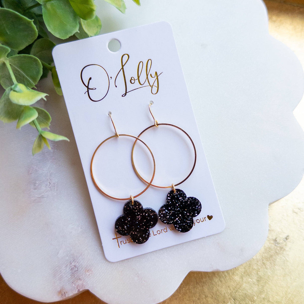 Midnight Clover Hoop Earrings