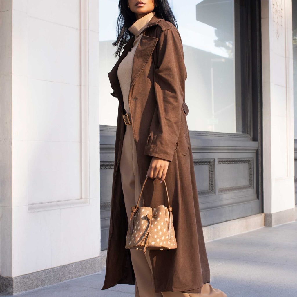 Laguna Mini Recycled Vegan Suede Top Handle Bag- Fawn