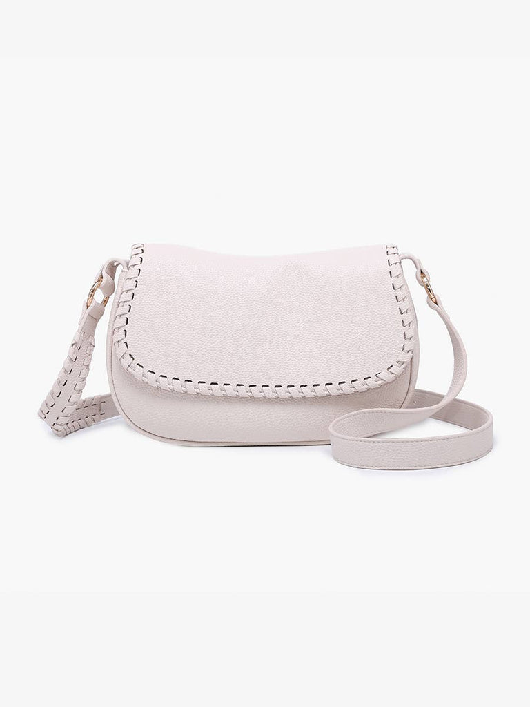 Daia Whipstitch Flapover Crossbody w/ Whipstitch Strap: Mauve