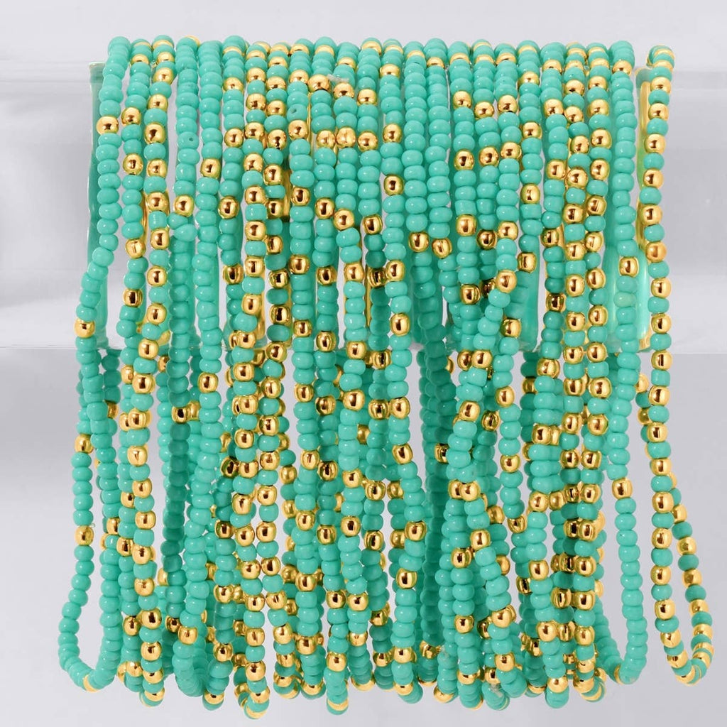 Solid Color 2mm Seed Bead Bracelets: Light Blue