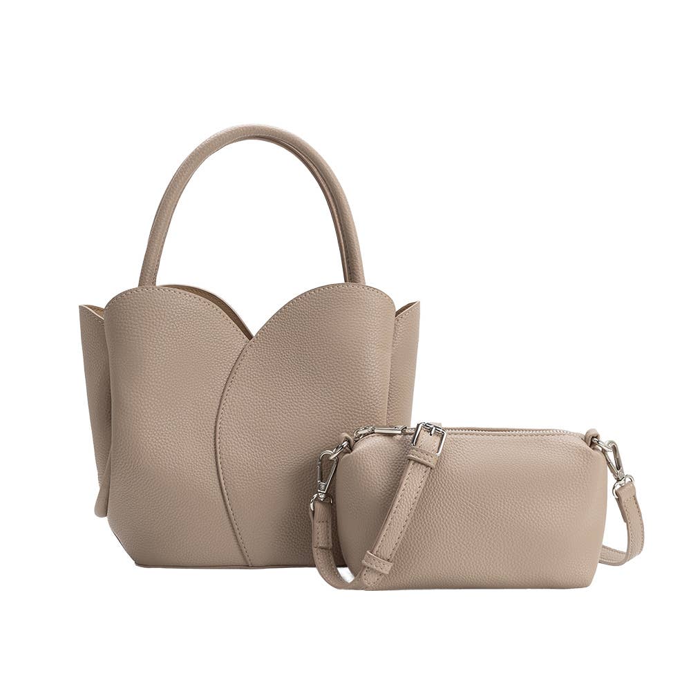 Tulip Recycled Vegan Leather Top Handle Bag - Mushroom