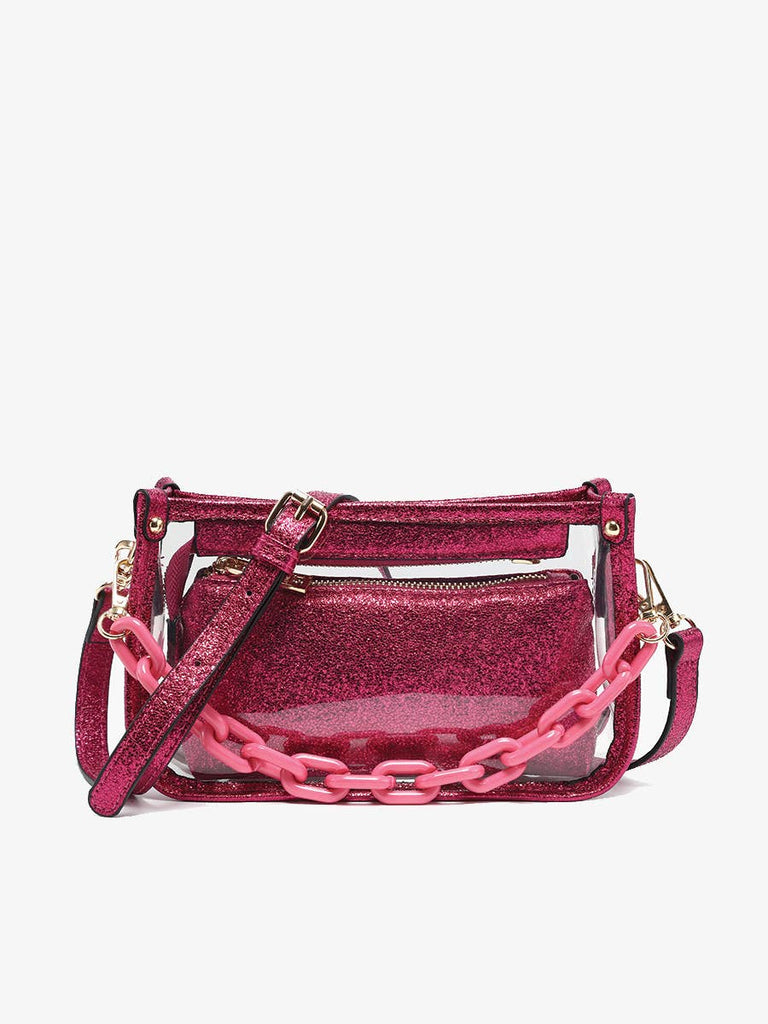 Jessica Clear Crossbody w/ Chain: Powder Blue