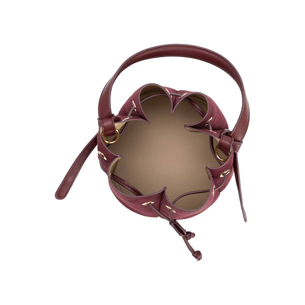 Laguna Mini Recycled Vegan Suede Top Handle Bag- Burgundy