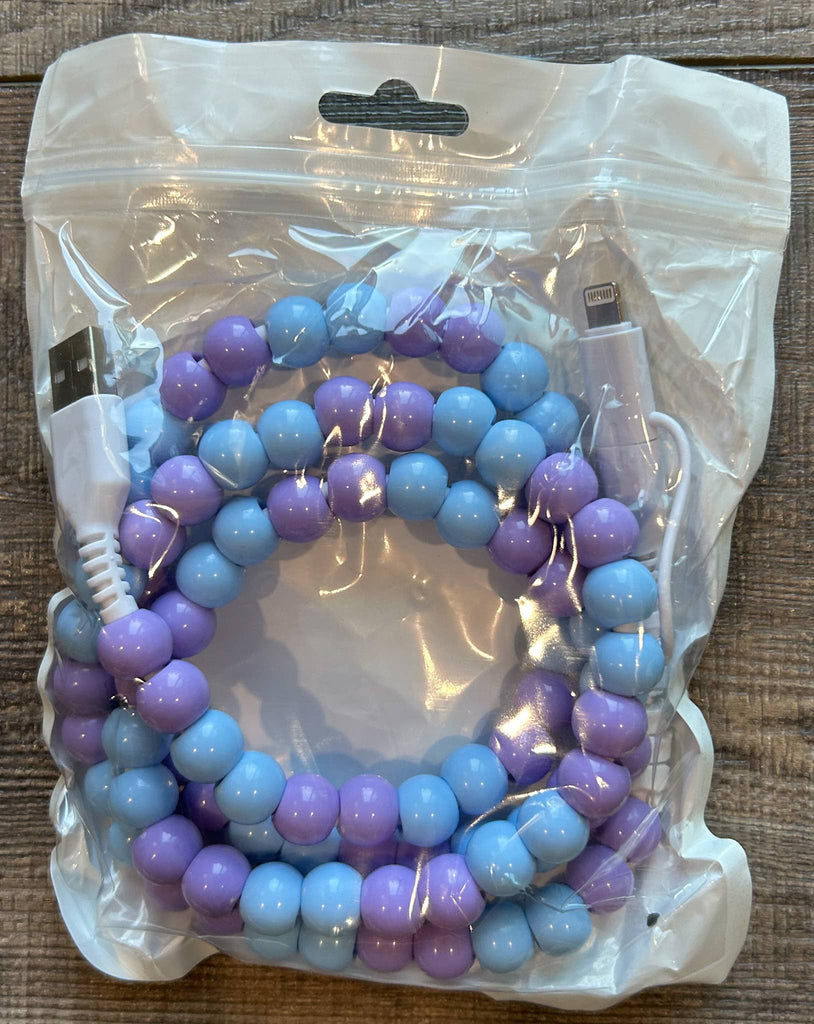 Beaded Phone Charger with Lightning & USB-C Cable: Greens