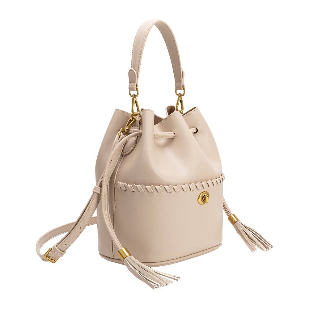 Janae Recycled Vegan Leather Top Handle Bag- Bone