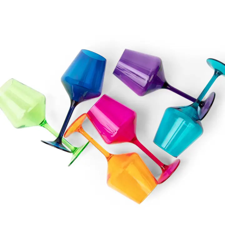 Stemmed Acrylic Wine Glasses - Set of 6