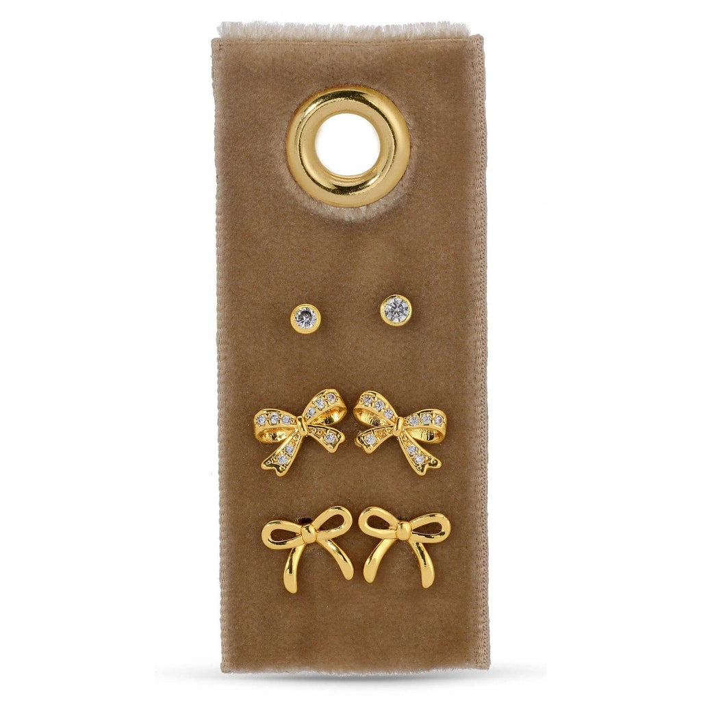 Bow Velvet Stud Set