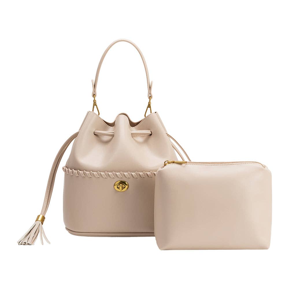 Janae Recycled Vegan Leather Top Handle Bag- Bone