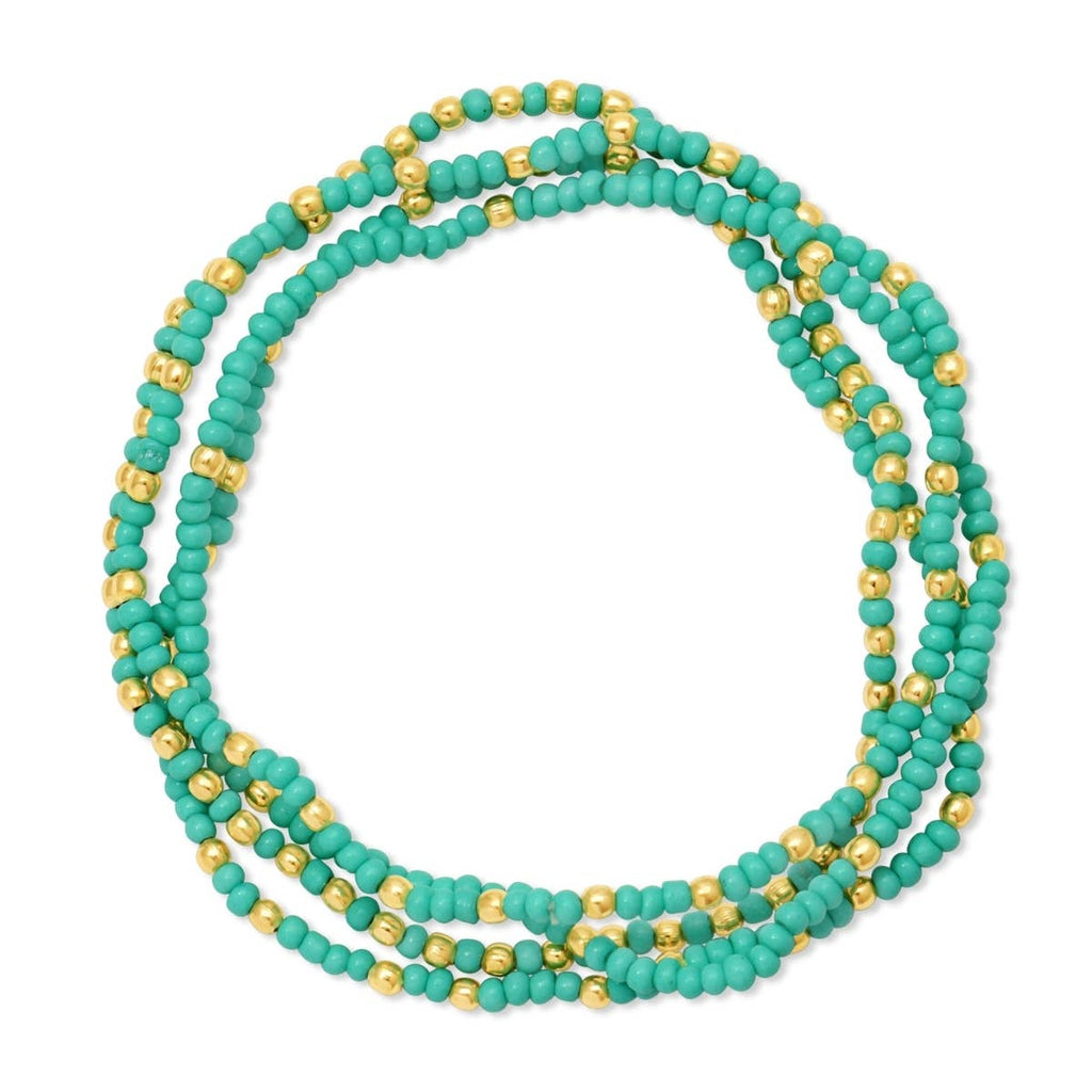 Solid Color 2mm Seed Bead Bracelets: Light Blue