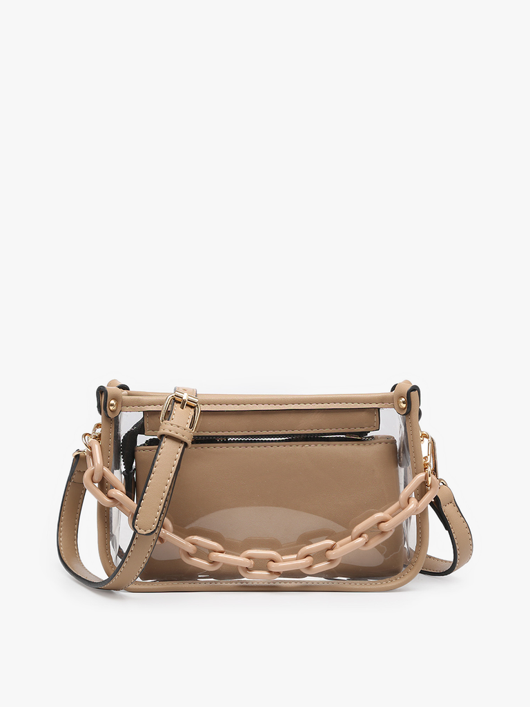 Jessica Clear Crossbody w/ Chain: Powder Blue