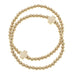 Isa Cross Ball Bead Stretch Bracelets (Set of 2): Satin Gold