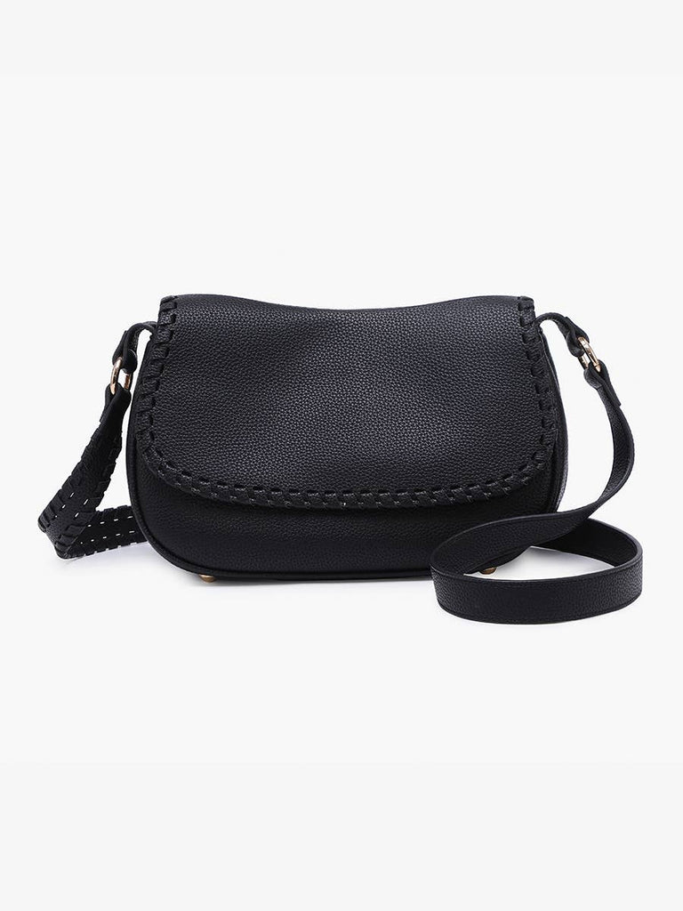 Daia Whipstitch Flapover Crossbody w/ Whipstitch Strap: Off White