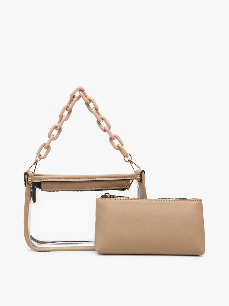Jessica Clear Crossbody w/ Chain: Powder Blue