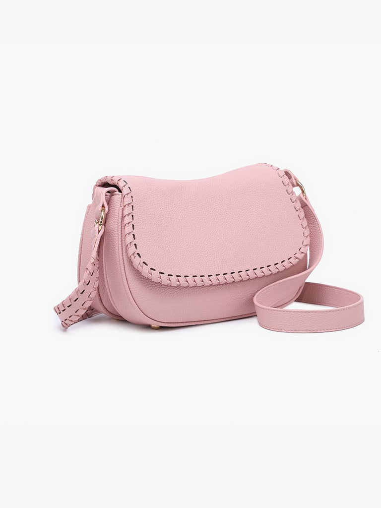 Daia Whipstitch Flapover Crossbody w/ Whipstitch Strap: Off White