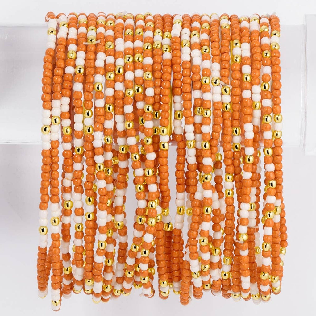 Stretch Seed Bead GAME DAY Bracelets: Blue/White