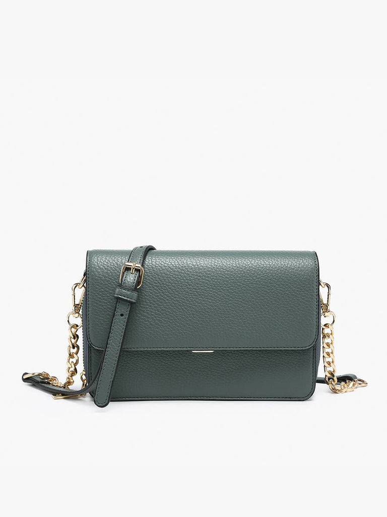 Lauryn Flapover Crossbody w/ Chain Strap: Porpoise