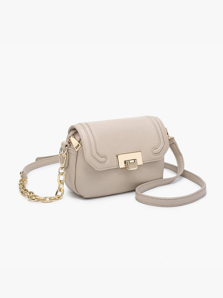 Casablanca Detailed Snap Crossbody: Greige