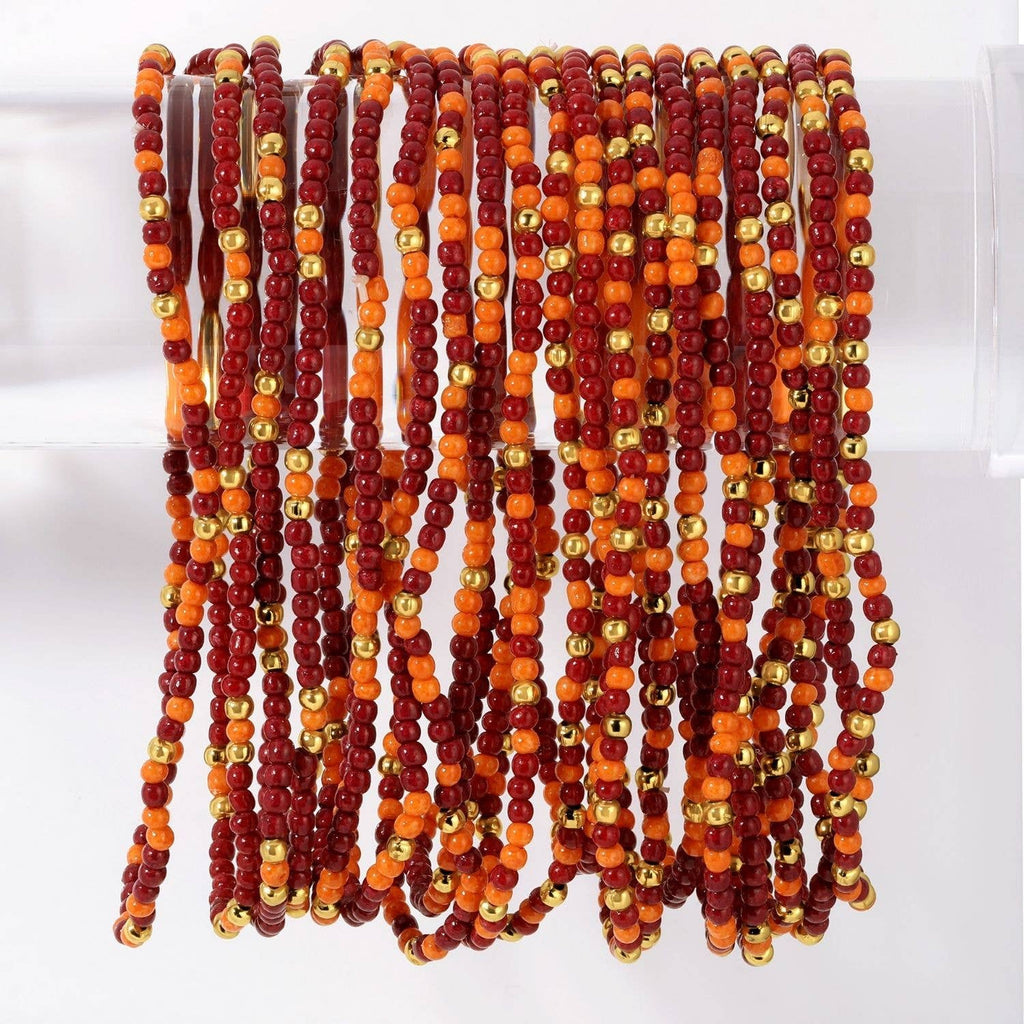 Stretch Seed Bead GAME DAY Bracelets: Navy/Light Blue/White