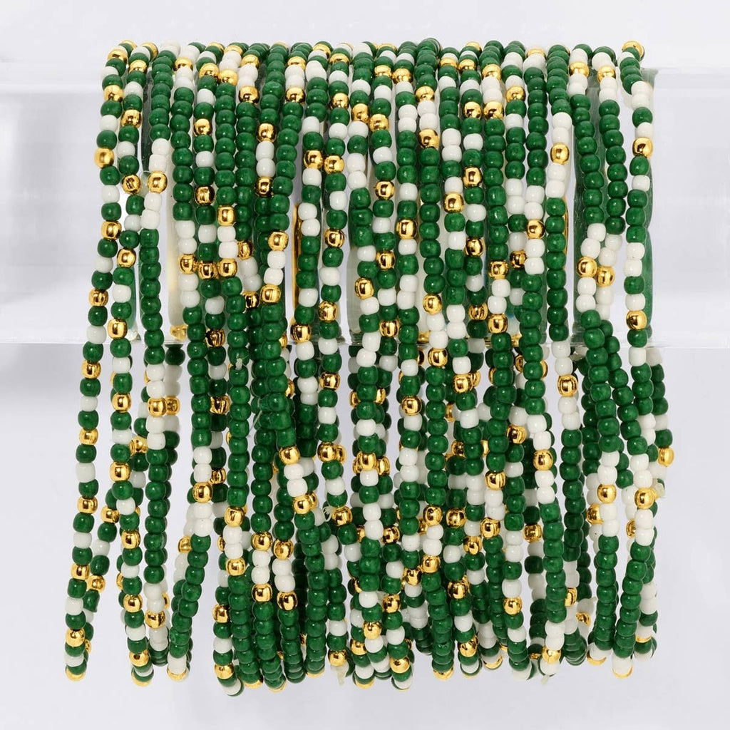 Stretch Seed Bead GAME DAY Bracelets: Blue/White