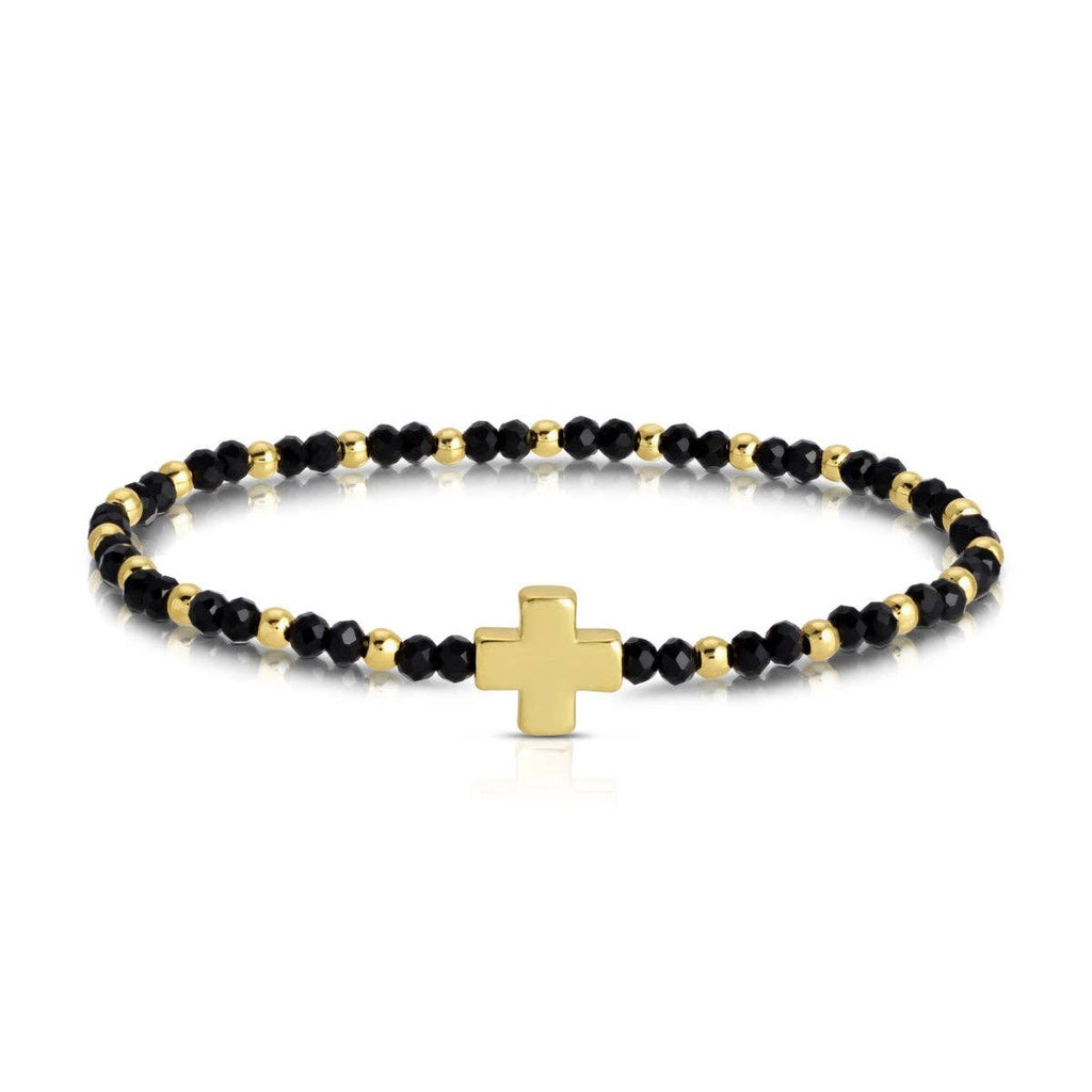 Assorted Crystal Stretch Bracelets w/ Single Balanced Cross: Soft