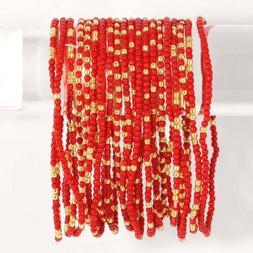 Stretch Seed Bead Solid Game Day Bracelets: Maroon
